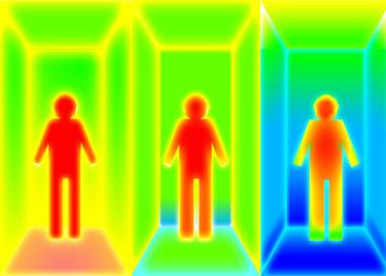 暖房方式による体感温度の変化を表した概念図